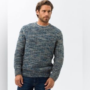 NWOT Brax Rick Structure Pullover Denim Blue Alpaca‎ Virgin Wool